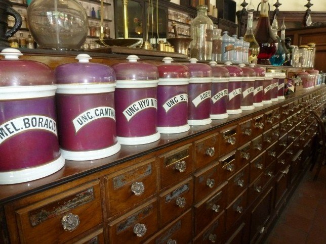 In the Pharmacy in Blists Hill Victorian Town with Kids www.extraordinarychaos.com
